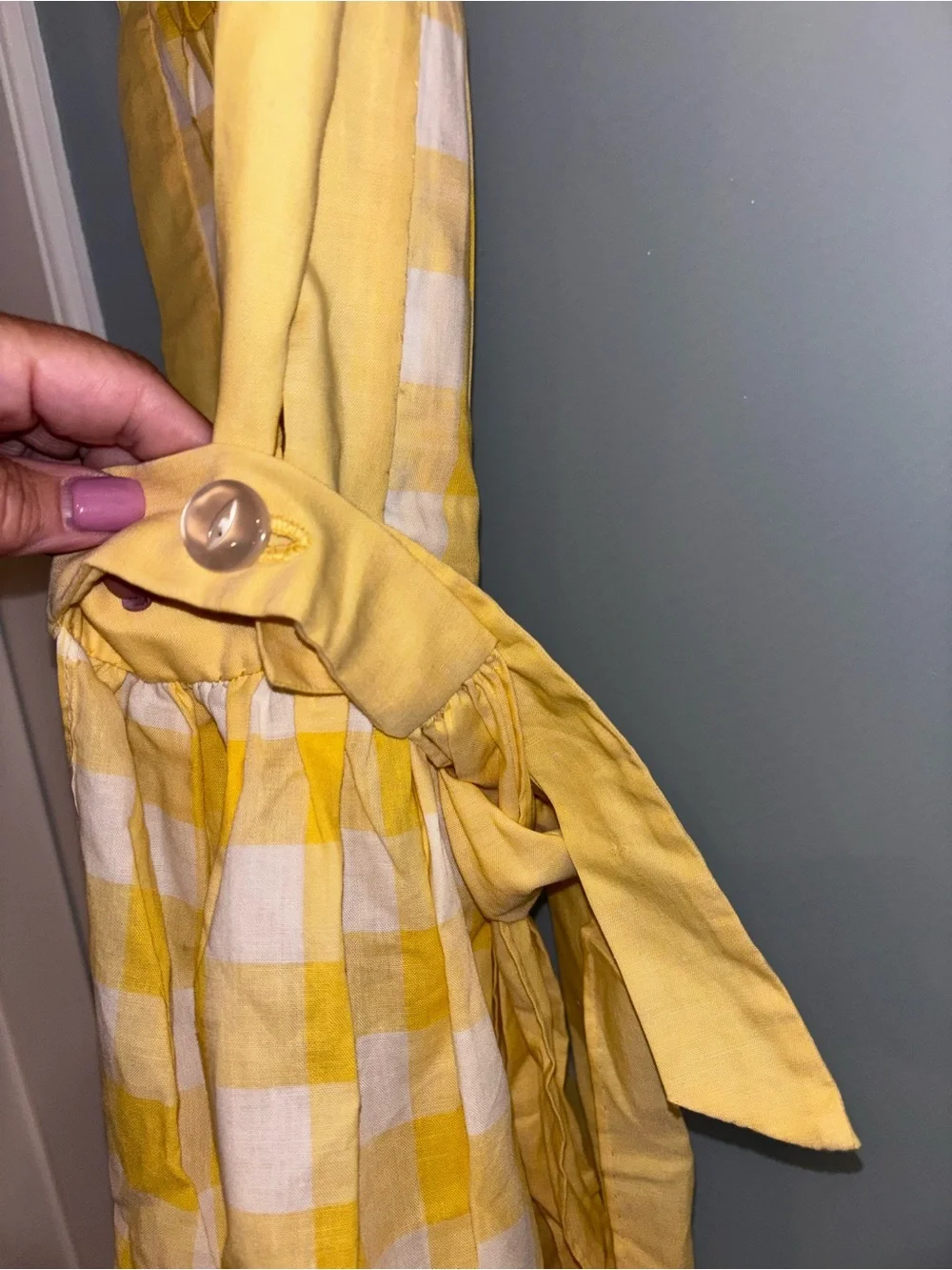 Vintage hand crafted convertible apron. Unbutton to make it a waist only apron.